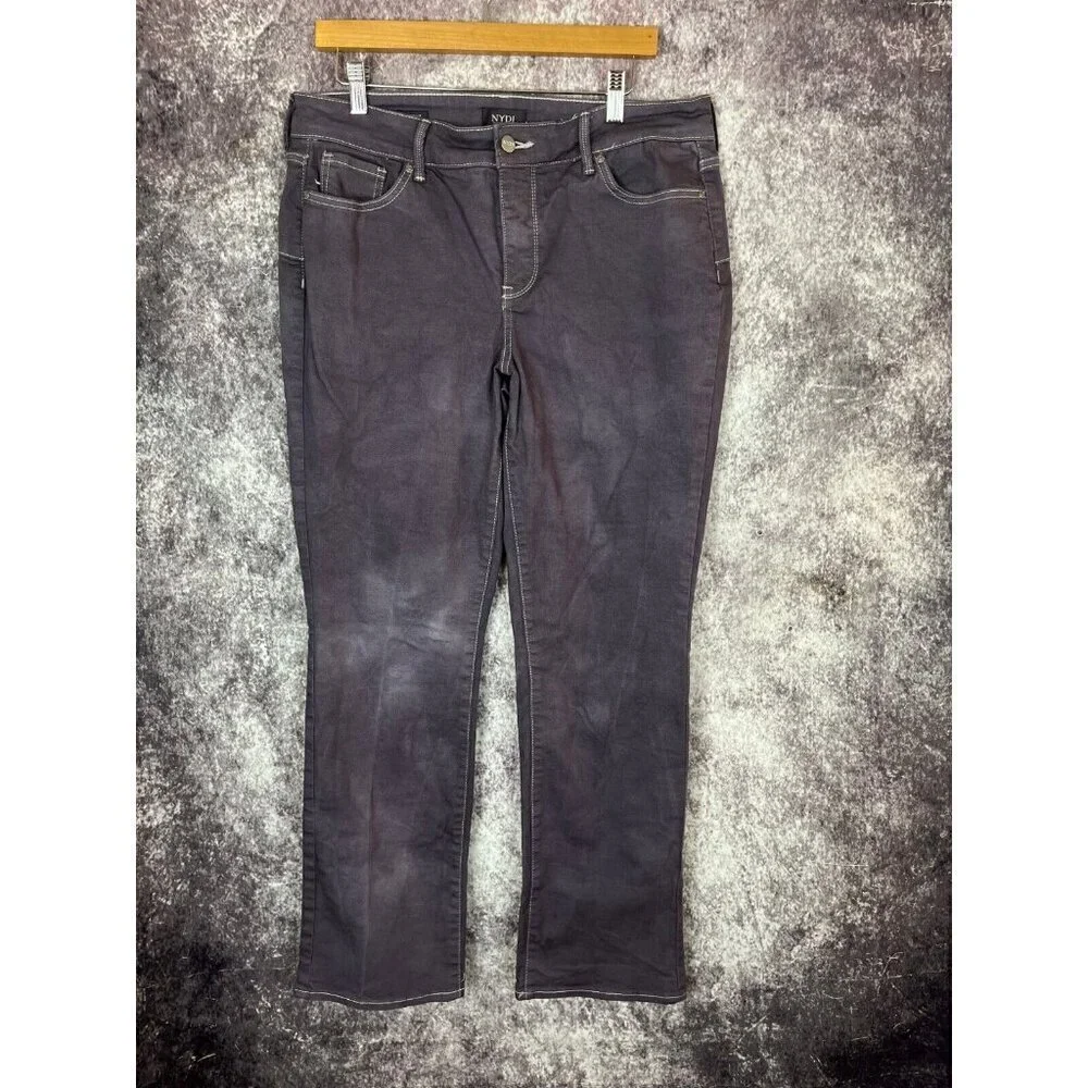 NYDJ Jeans Womens 12 Marilyn Straight Light Blue Acid‎ Wash Coastal Hippie Boho